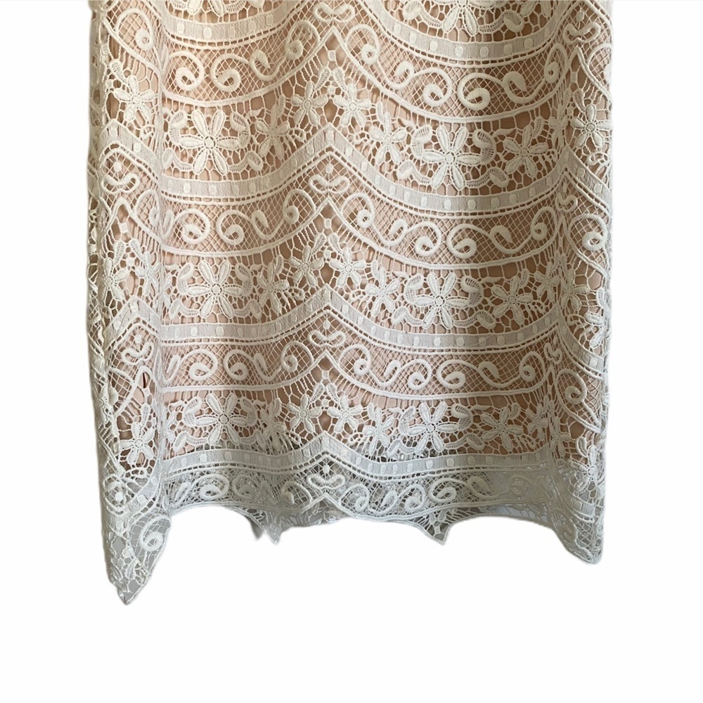NWOT LAVENDER BROWN White Lace Overlay Dress - Picture 4 of 10